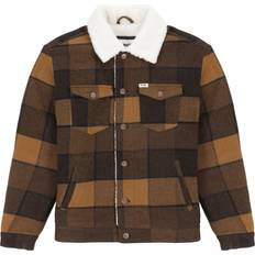 Wrangler Outerwear Wrangler Checked Brushed Twill Trucker Jacket Brown