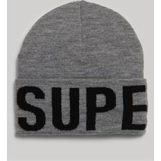 Zilver Mutsen Superdry Gebreide Beanie Met Merklogo - Silver Grootte