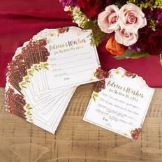 Burgundy Blush Floral Wedding Advice Card Set of 50