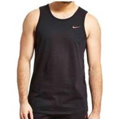 NIKE Embroidered Swoosh Mens Vest Tank in Black Cotton