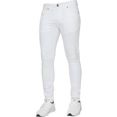 Men - White Jeans Enzo Mens Skinny Super Stretch Denim Jeans White Cotton 34W/32L