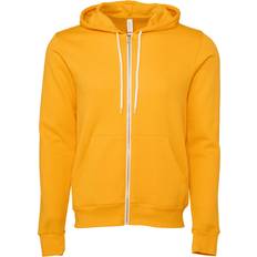 Corduroy - Women Tops Canvas Unixex Zip-up Polycotton Fleece Hooded Sweatshirt Hoodie Gold