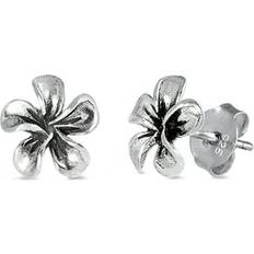 Beige Earrings Sac Silver Sterling Silver Plumeria Flower Tropical Nature Stud Earrings 925 New Jewelry Female Unisex