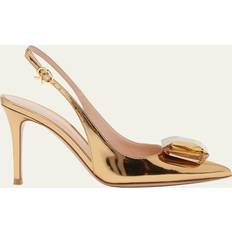 46 - Hvid Højhælede sko Gianvito Rossi Jaipur Metallic Leather Slingback Pumps - Gold