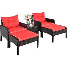 Red Outdoor Lounge Sets Costway 5 Piece patio furniture Outdoor Lounge Set