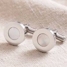 Silver Plated Cufflinks Lisa Angel Mother of Pearl Round Cufflinks in Silver silver/white one