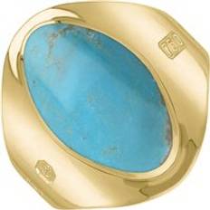 S Rings C. W. Sellors 18ct Yellow Gold Turquoise Hallmark Oval Ring Gold