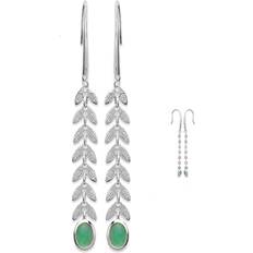 Aventurin Örhängen Les Trésors de Lily Silver Earrings Boho Green Aventurine Silver