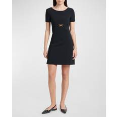 Versace Dresses Versace Techno-Cady Short Sleeve A-Line Mini Dress BLACK IT 10 US