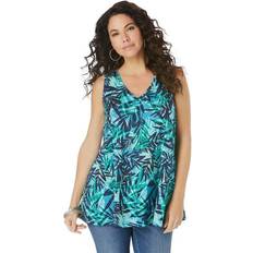 Turquoise - Women Tank Tops Roaman's Women Plus Swing Ultimate Tank Top