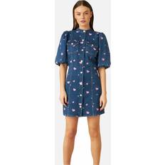 Cras Embroidered Organic Denim Dress 40/UK Blue