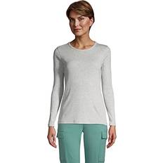 Lands' End XL T-shirts Lands' End Womens Long Sleeve Shaped 1x1 Rib Crew Classic Gray Heather Regular