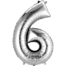 Globos Amscan Anagram 26 Number 6 Mylar Balloon Silver