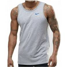 Nike Cotton Tank Tops Nike Embroidered Swoosh Mens Vest Tank in Grey Cotton