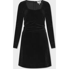 Velvet Clothing Ganni Black Velvet Jersey Mini Dress Recycled Polyester/Spandex Women's