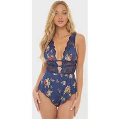 Blue Shapewear & Under Garments OH LÀ LÀ CHÉRI Women's Naeva Print Bodysuit LG-11787, Small-Medium, Blue