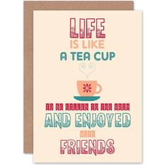 ARTERY8 Wee Blue Coo Tea Cup Life Friends Greeting Card