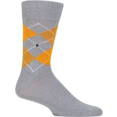 Underwear Burlington Mens Pair Preston Extra Soft Feeling Argyle Socks Grey Yellow 6.5-11 Mens