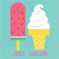 White Party Supplies Amscan Just Chillin Ice Cream Summer Napkins Pack of 16