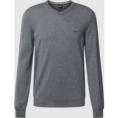 BOSS Baram-l V-neck Jumper, Grey, 2Xl, Men Grey