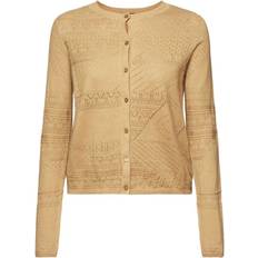 Dam - Linne Koftor Esprit Collection cardigan av linneblandning pointelle-design, Khaki beige