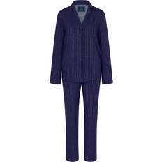 Dame Pyjamasser Triumph Boyfriend Fit Buttoned Pyjamas Blue Checks