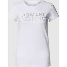 Armani Exchange Women T-shirts Armani Exchange T-Shirt mit Strasssteinbesatz in Weiss, Größe