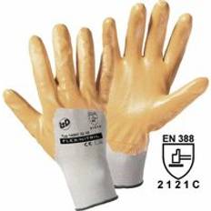 Yellow Disposable Gloves L+D worky Flex-Nitril 1496C-Polyester Protective glove gloves 9, CAT II Pair