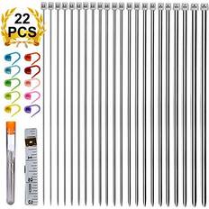 Garn & Håndarbejdsudstyr ARPDJK Knitting Needles Set, 11 Pairs 2mm 8mm Stainless Steel Circular Pointed Long Knitting Needles Kit with Stitch Markers, Large Eye Blunt Needle
