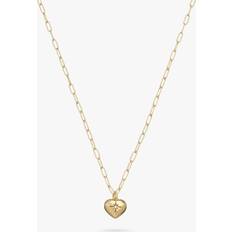 Coach Heart Pendant Paperclip Chain Necklace, Gold