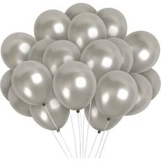 Latex Balloons Shatchi Latex Balloons Metallic Silver 12 Inches For All Occasions 10Pcs