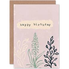 Beige Party Supplies ARTERY8 Wee Blue Coo Happy Birthday Soft Painting Greeting Card