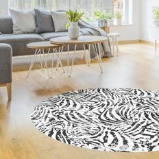 Zebra Carpets & Rugs Runder Vinyl-Teppich Zebramuster Grau