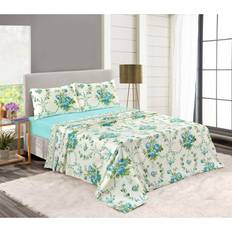 Florals Bed Sheets Kampala hill Kampala Hill Olivia Flannelette Floral Bed Sheet Blue