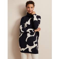 Stefani Animal Print Tunic Dress, Navy/White