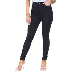 Enzo Womens Skinny Stretch Jeans Black Polycotton Regular