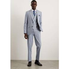 Clothing Burton Slim Fit Light Blue Puppytooth Suit Trousers 28R