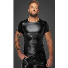 Noir Handmade wetlook-t-shirt mit schlangen-wetlook-ärmeln Schwarz