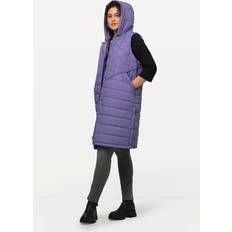 Long Vests Ulla Popken Hyprar Quilted Hooded Snap Front Vest purple