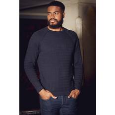 Nines Cotton Long Sleeve Crew Neck Knitted Jumper Navy