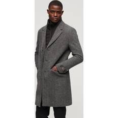 Superdry Men Coats Superdry Men's In Wool Overcoat Dark Grey