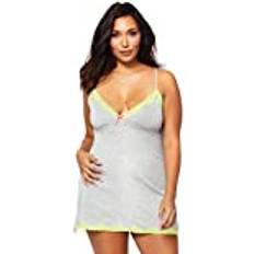 Chemises de nuit Leg Avenue Nuisette en Jersey et Dentelle Grande Taille - Grise