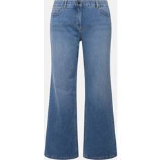 Damen - Wolle Jeans Ulla Popken Damen große Größen Übergrößen Plus Marlenejeans Mary, weites Bein, Komfortbund, Biobaumwolle Blue Denim 116 806288902-116