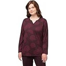 Braun - Damen Schlafanzüge Ulla Popken Damen Pyjama Shirt, 1/1 Sleeve with floralprint Schlafanzüge, Schwarze Kirsche