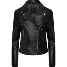Leather Outerwear Barneys Ribbed Asymmetric Biker Jacket Black