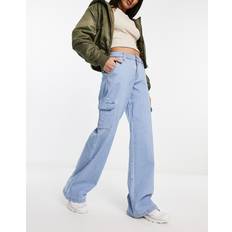 Blå - Cargobukser - Dame Urban Classics High Waist Straight Denim Cargo Pants - Blau