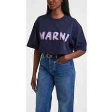 Marni S Overdele Marni Cropped Logo T-Shirt - Blueblack