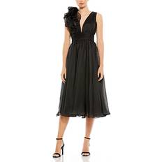 Mac Duggal Clothing Mac Duggal Plunging Ruffled A-Line Cocktail Dress Black