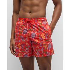 Red Swimming Trunks Vilebrequin Men's Seahorse Moorea Swim Trunks COQUELICOT