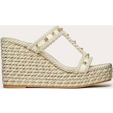 Valentino Garavani Women Espadrilles Valentino Garavani ROCKSTUD WEDGE IN CALFSKIN MM Wo LIGHT IVORY